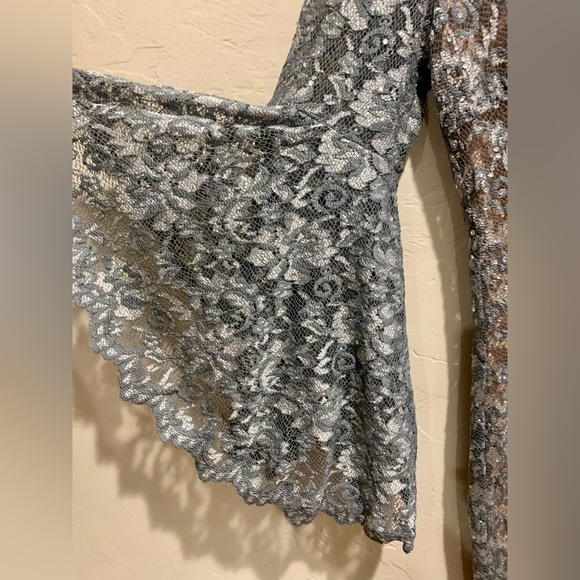 JOVANI Silver Trumpet Sleeve Dress **NWT** - Picture 6 of 9